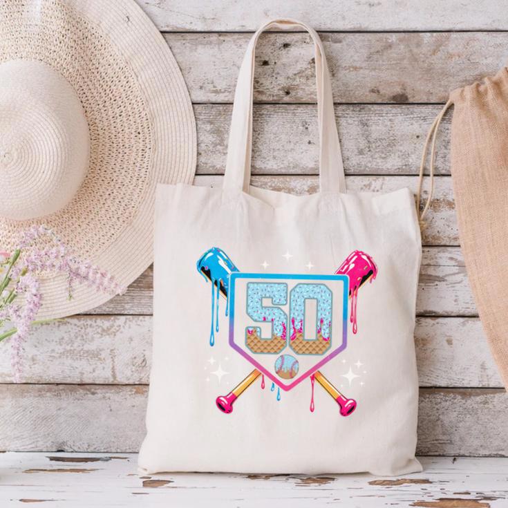 Baseball 50 Year Old Ice Cream Drip 50th Birthday Number 50 Canvas Tote Bag Baseball 50 Year Old Ice Cream Drip 50th Birthday Number 50 Canvas Tote Bag