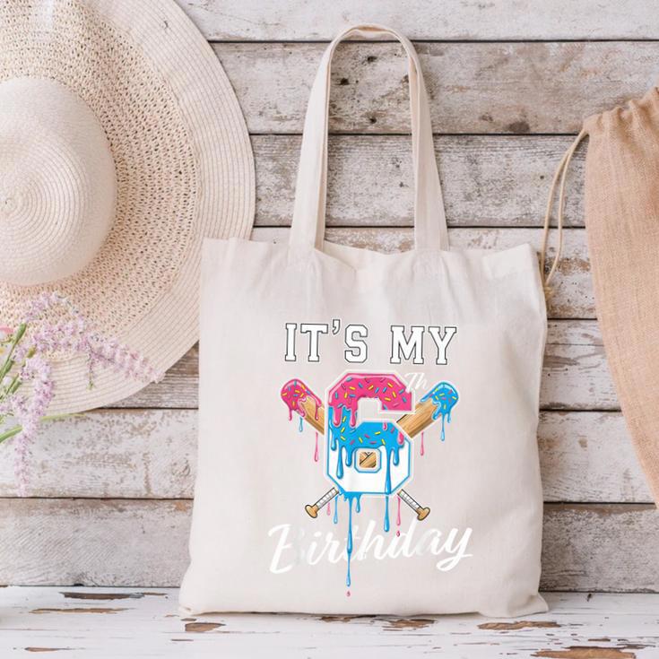 Baseball 6 Year Old Ice Cream Drip 6th Birthday Boy Number 6 Canvas Tote Bag