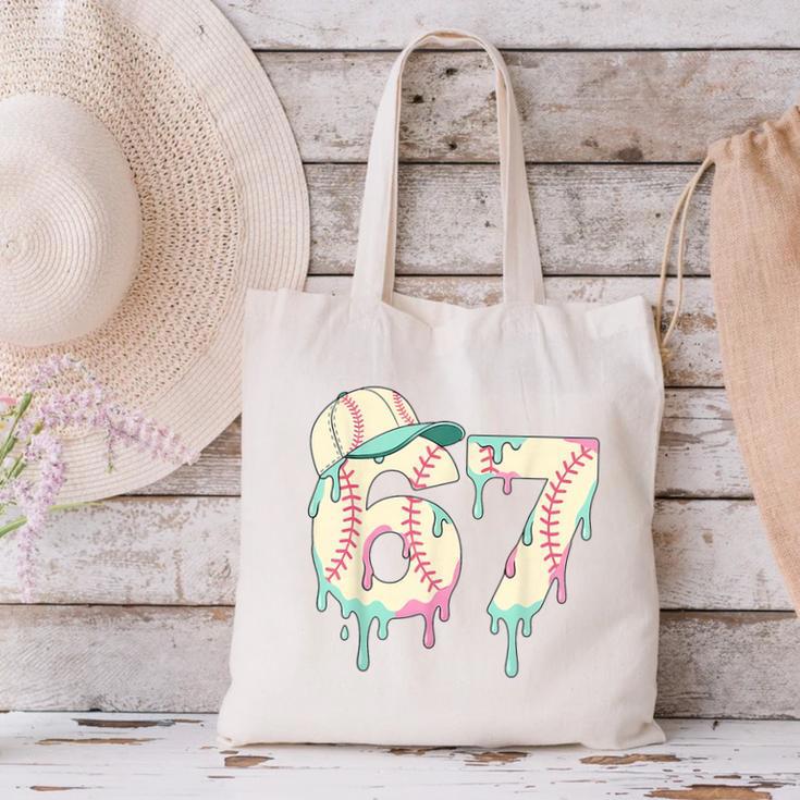 Baseball 67 Drip Six Seven Baseball Dripping Boys Kids Canvas Tote Bag