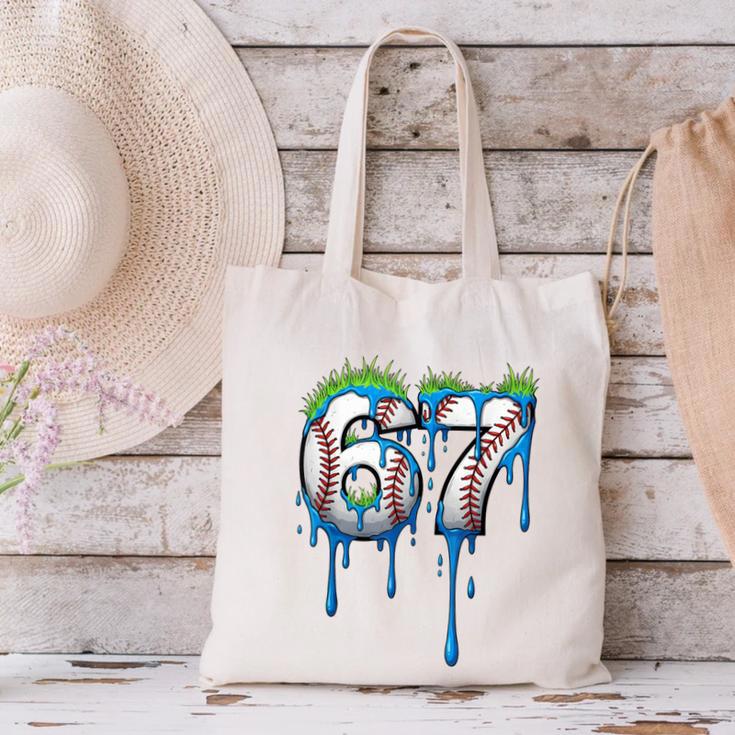 Baseball 67 Six Seven Gen Alpha Meme Blue Drip Boys Canvas Tote Bag