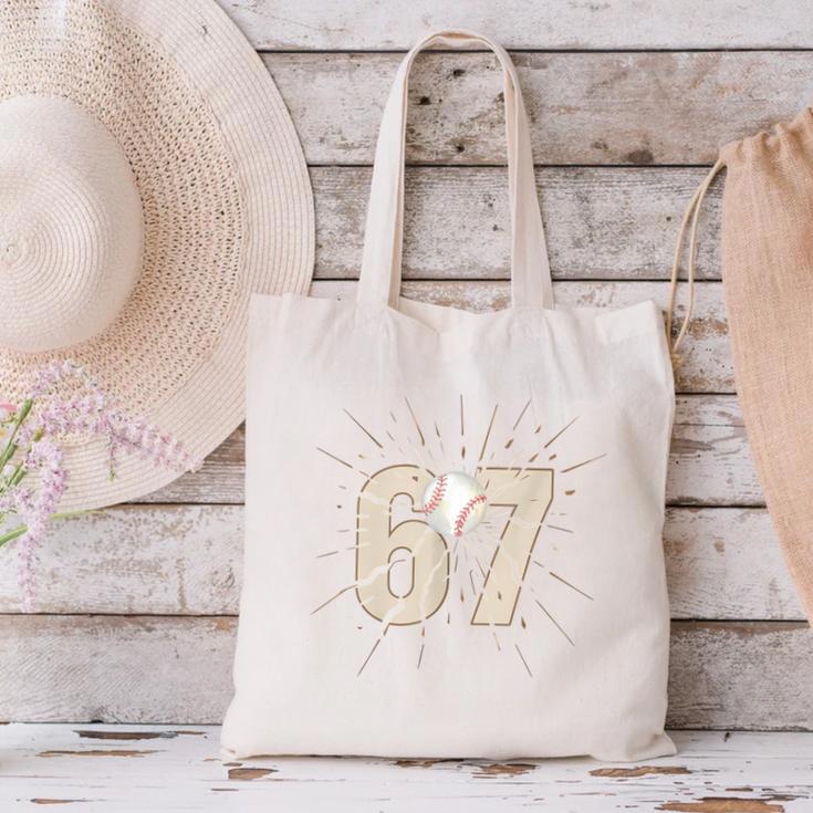 Baseball 67 Six Seven Meme Number Canvas Tote Bag Baseball 67 Six Seven Meme Number Canvas Tote Bag