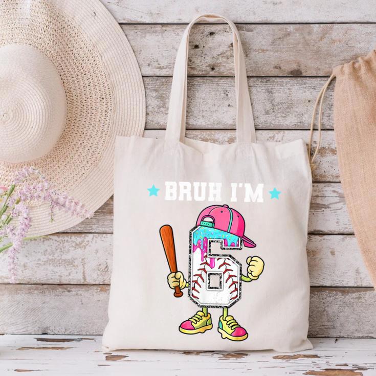 Baseball 6th Birthday Boy Ice Cream Drip Bruh I'm 6 Year Old Canvas Tote Bag Baseball 6th Birthday Boy Ice Cream Drip Bruh I'm 6 Year Old Canvas Tote Bag