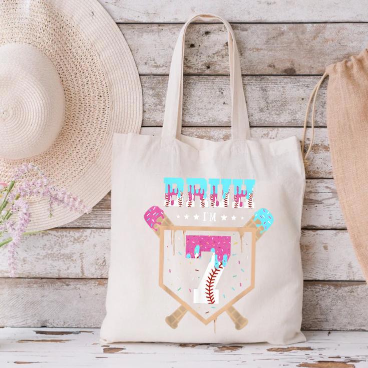 Baseball 7 Year Old Ice Cream Drip 7th Birthday Boys Player Canvas Tote Bag Baseball 7 Year Old Ice Cream Drip 7th Birthday Boys Player Canvas Tote Bag