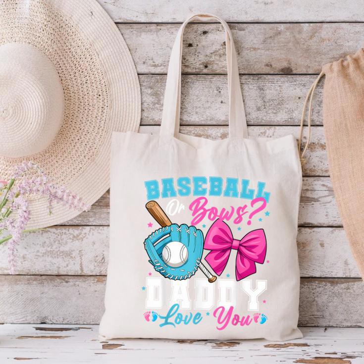 Baseball Or Bows Daddy Loves You Gender Reveal Family Canvas Tote Bag