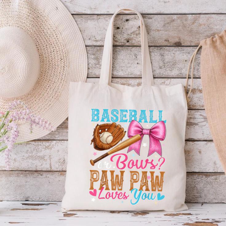 Baseball Or Bows Paw Paw Loves You Gender Reveal Baby Party Canvas Tote Bag Baseball Or Bows Paw Paw Loves You Gender Reveal Baby Party Canvas Tote Bag