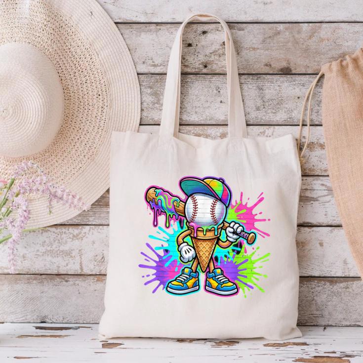 Baseball Boys Clothes For Boys Ice Cream Drip Baseball Stuff Canvas Tote Bag Baseball Boys Clothes For Boys Ice Cream Drip Baseball Stuff Canvas Tote Bag