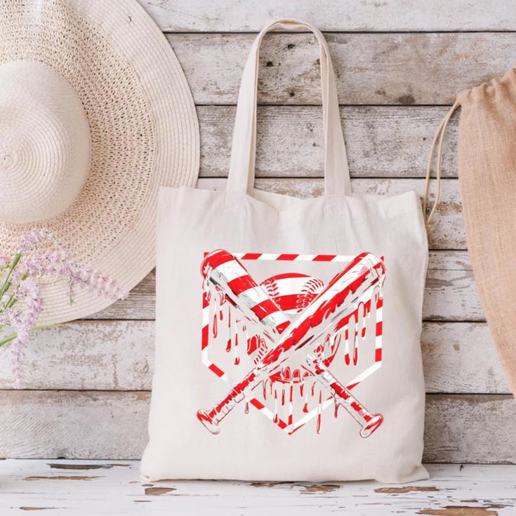 Baseball Candy Cane Christmas Baseball Ice Cream Drip Boys Canvas Tote Bag