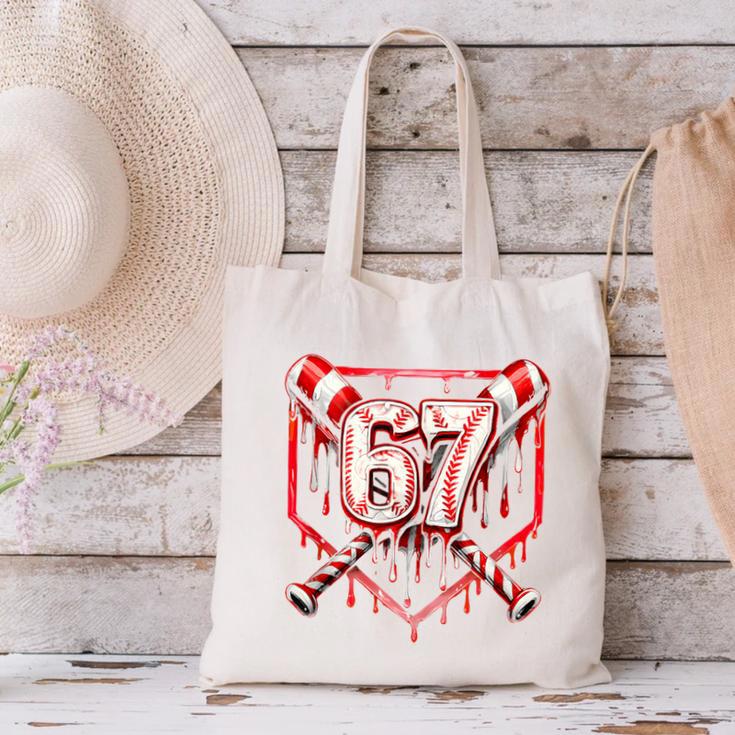 Baseball Candy Cane Drip 6 7 Six Seven Meme Christmas Boys Canvas Tote Bag