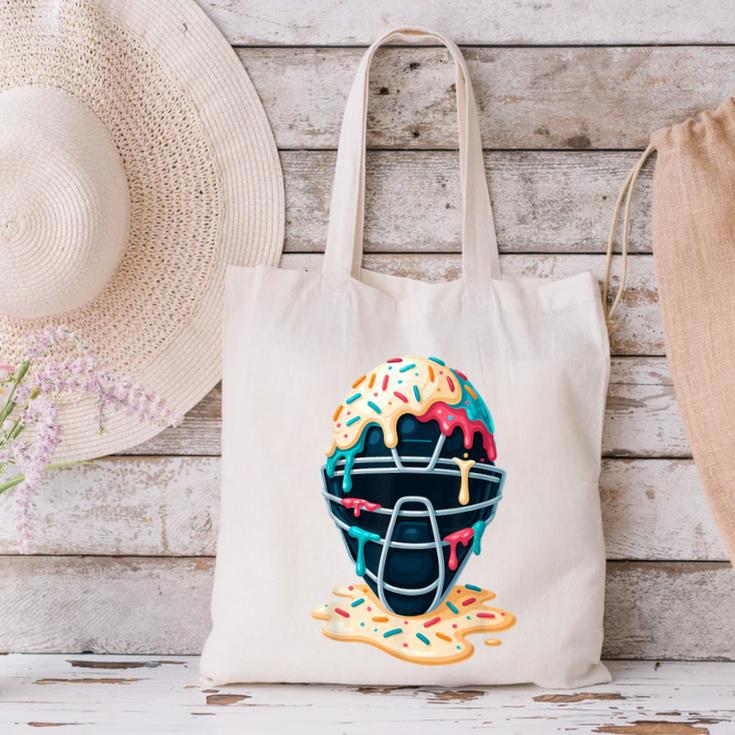 Baseball Catcher Mask Ice Cream Dripping Baseball Boy Youth Canvas Tote Bag Baseball Catcher Mask Ice Cream Dripping Baseball Boy Youth Canvas Tote Bag