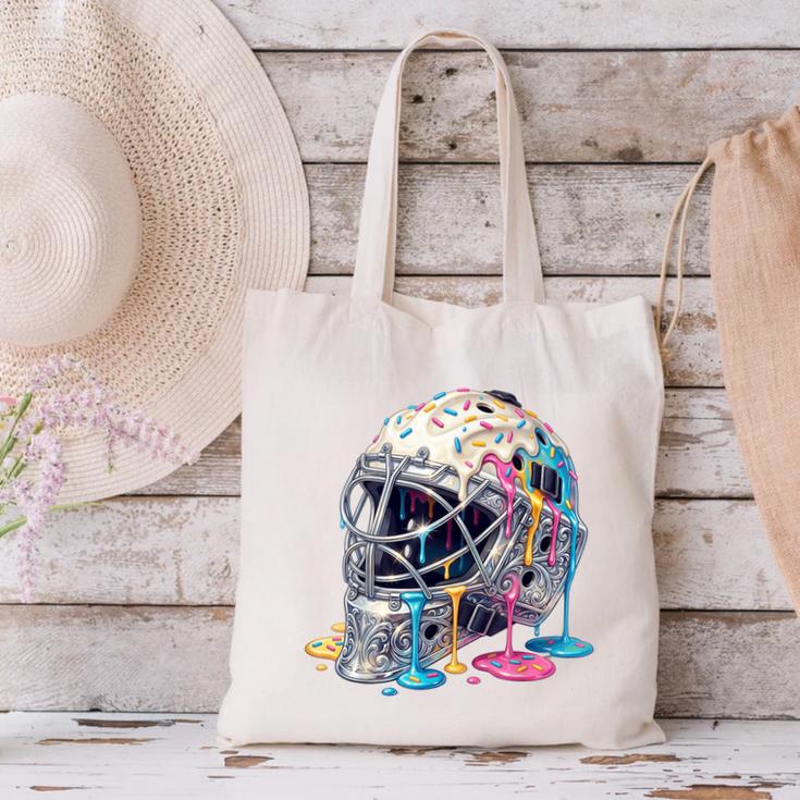 Baseball Catcher Mask Ice Cream Dripping Baseball Boys Canvas Tote Bag Baseball Catcher Mask Ice Cream Dripping Baseball Boys Canvas Tote Bag