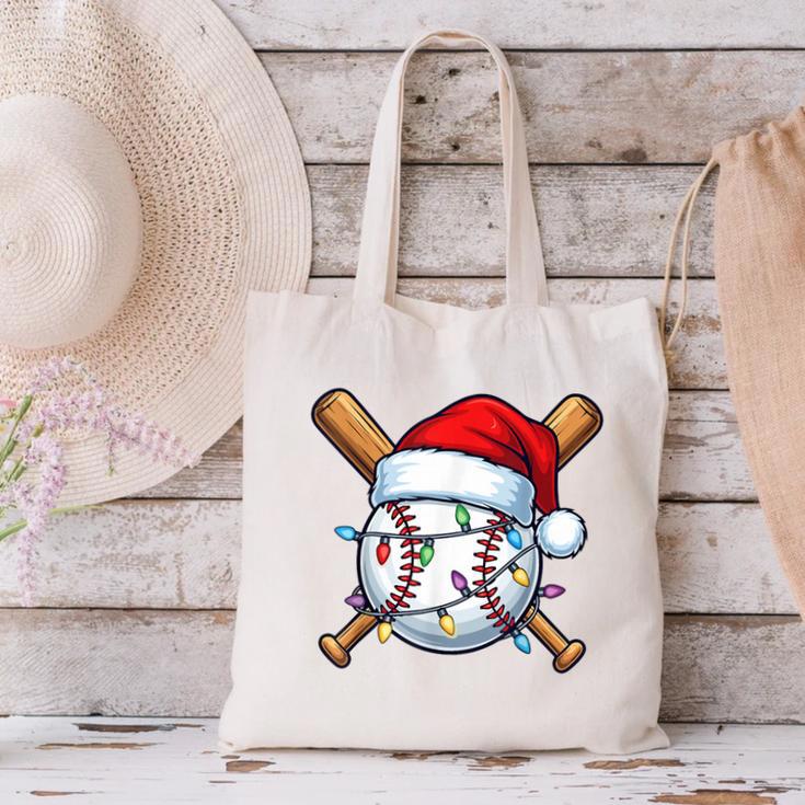Baseball Christmas Lights Santa Christmas Baseball Player Canvas Tote Bag Baseball Christmas Lights Santa Christmas Baseball Player Canvas Tote Bag