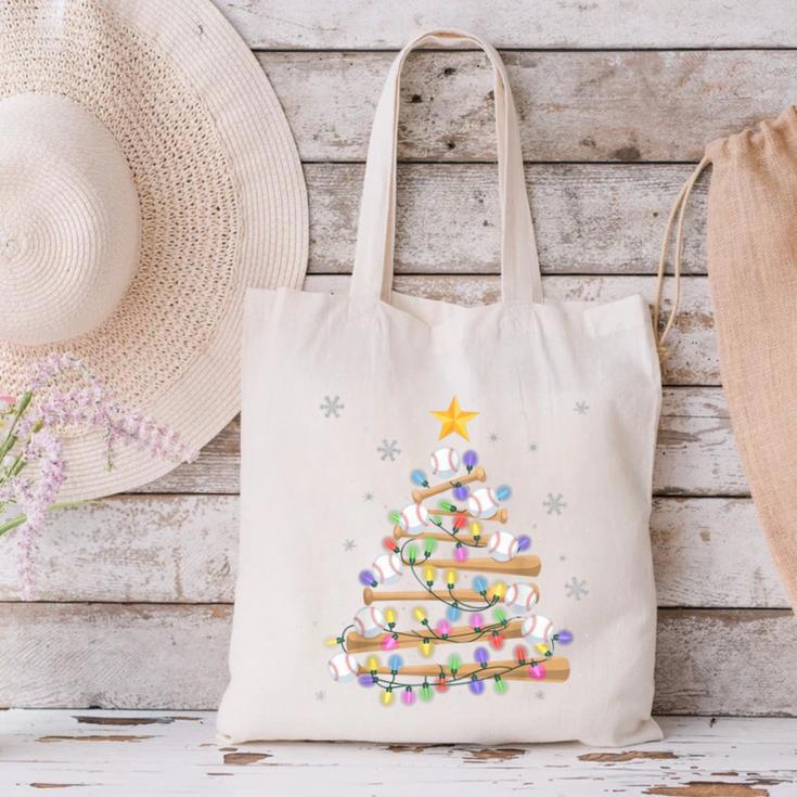 Baseball Christmas Tree Light Xmas Baseball Boys Kids Canvas Tote Bag Baseball Christmas Tree Light Xmas Baseball Boys Kids Canvas Tote Bag