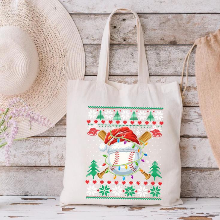 Baseball Christmas Ugly Sweater Santa Sport Men Kids Canvas Tote Bag Baseball Christmas Ugly Sweater Santa Sport Men Kids Canvas Tote Bag