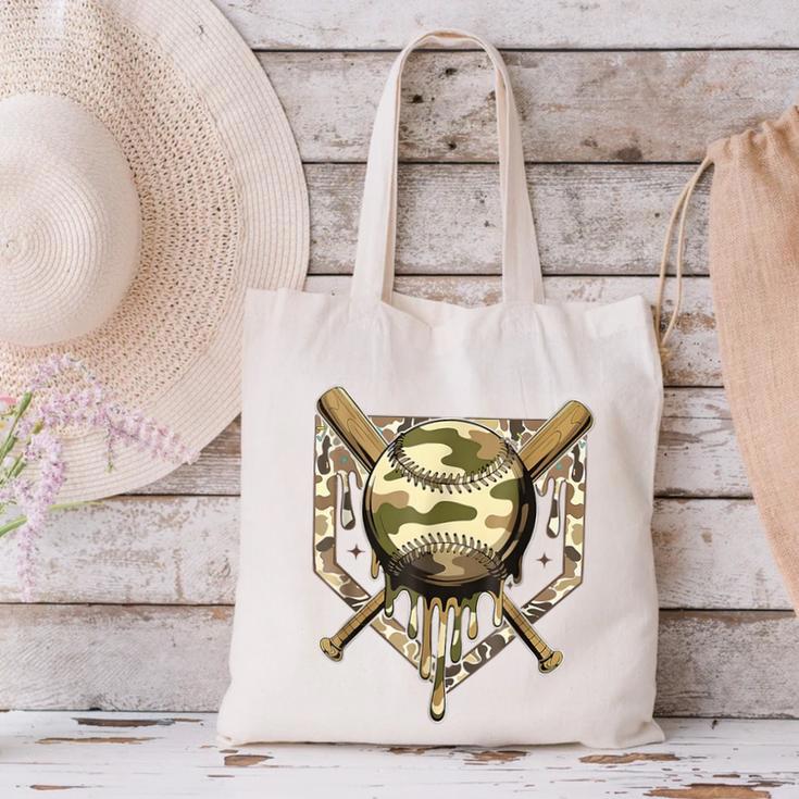 Baseball Drip For Boys Ice Cream Dripping Boys Baseball Camo Canvas Tote Bag