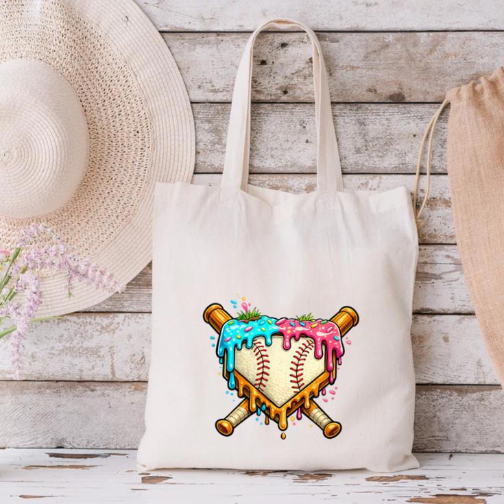 Baseball Drip For Boys Ice Cream Dripping Baseball Sport Canvas Tote Bag