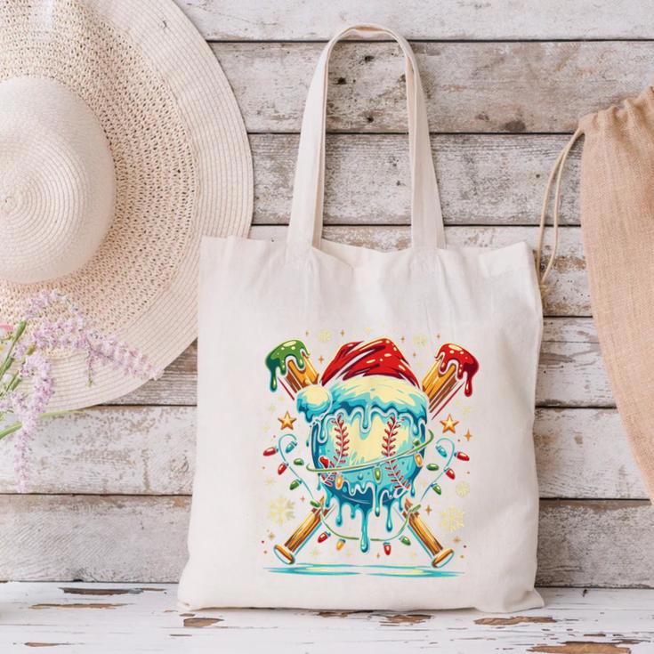 Baseball Drip Boys Youth Santa Christmas Baseball Canvas Tote Bag Baseball Drip Boys Youth Santa Christmas Baseball Canvas Tote Bag