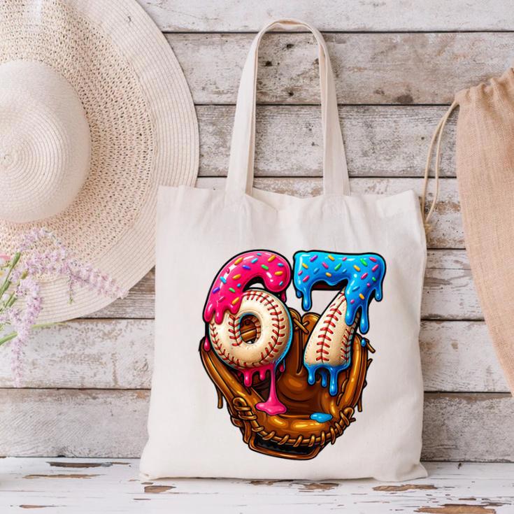Baseball Drip Ice Cream Number 67 Player Or 67th Birthday Canvas Tote Bag