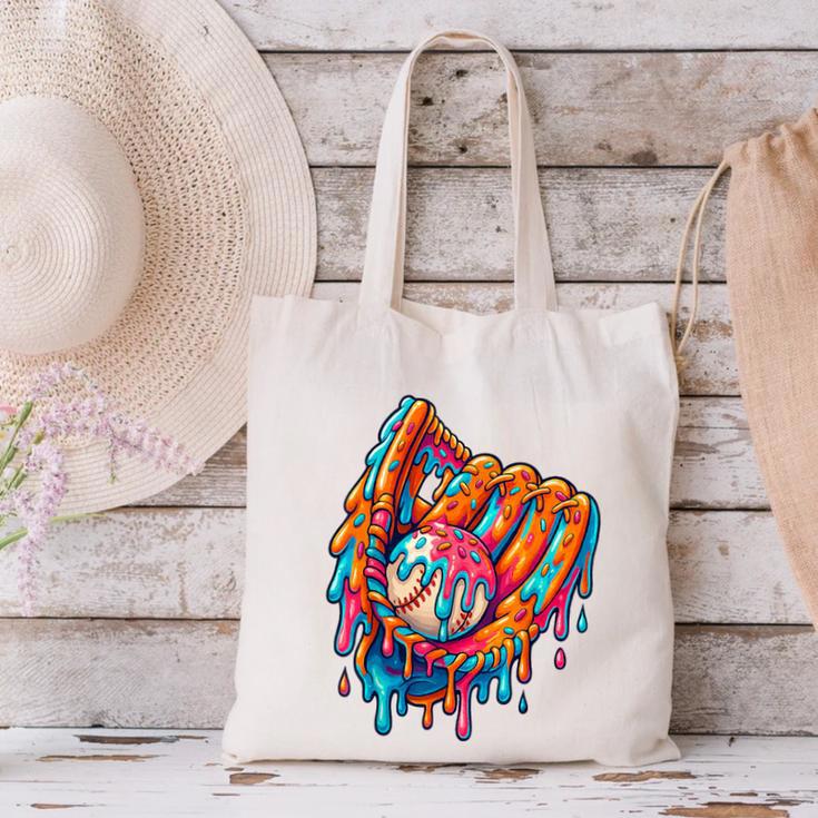 Baseball Drip Ice Cream Sprinkles Baseball Glove For Boys Canvas Tote Bag