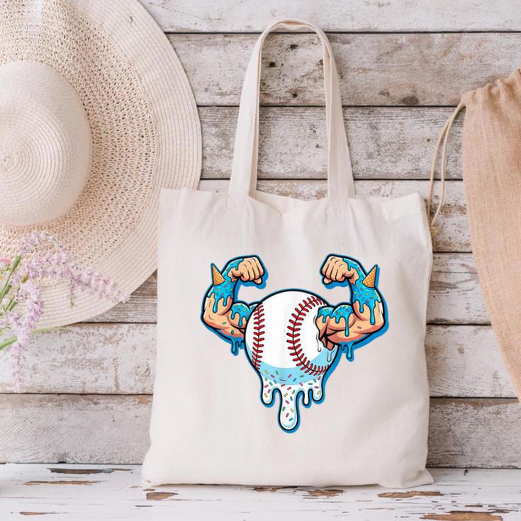 Baseball Drip Ice Cream Strong Character Canvas Tote Bag Baseball Drip Ice Cream Strong Character Canvas Tote Bag
