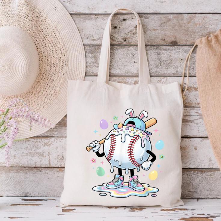 Baseball Drip Icecream Apparel Youth Boy Easter Canvas Tote Bag Baseball Drip Icecream Apparel Youth Boy Easter Canvas Tote Bag