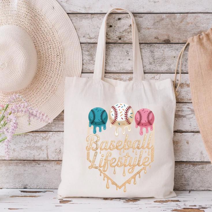 Baseball Drip Icecream Canvas Tote Bag Baseball Drip Icecream Canvas Tote Bag