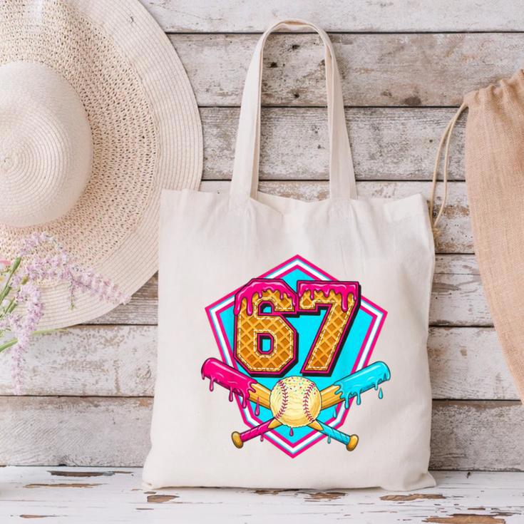Baseball Drip Jersey Number 67 For Players & 67th Birthday Canvas Tote Bag