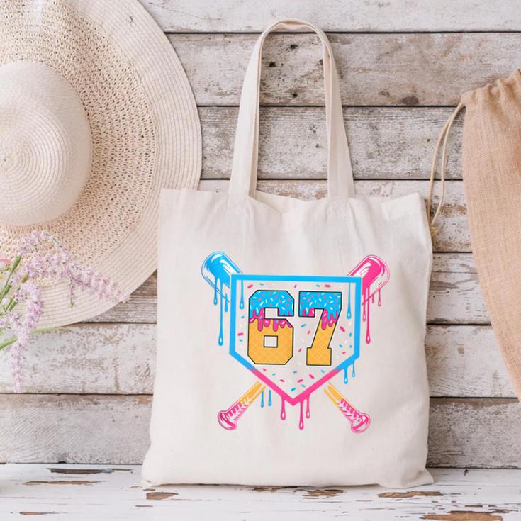 Baseball Drip Number 67 Player Or 67Th Birthday Canvas Tote Bag