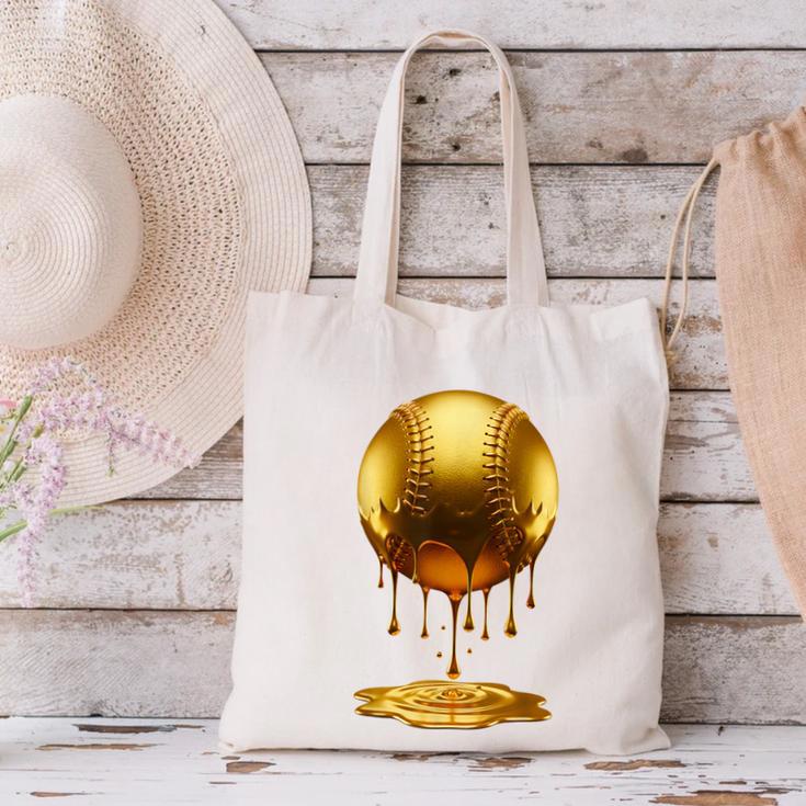 Baseball Dripping Drip Gold Sport Player Coach Baller Canvas Tote Bag Baseball Dripping Drip Gold Sport Player Coach Baller Canvas Tote Bag