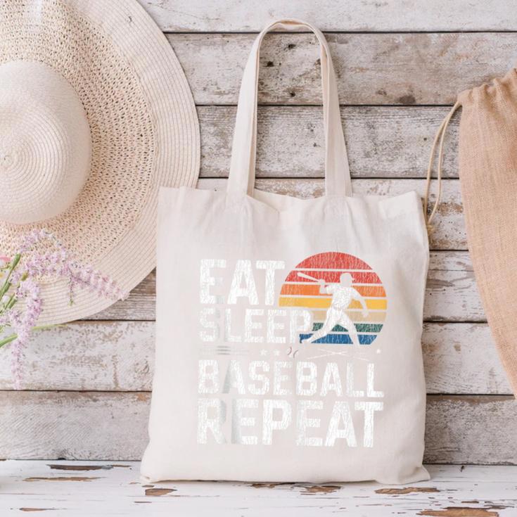 Baseball Fan Vintage Retro Eat Sleep Baseball Repeat Canvas Tote Bag Baseball Fan Vintage Retro Eat Sleep Baseball Repeat Canvas Tote Bag