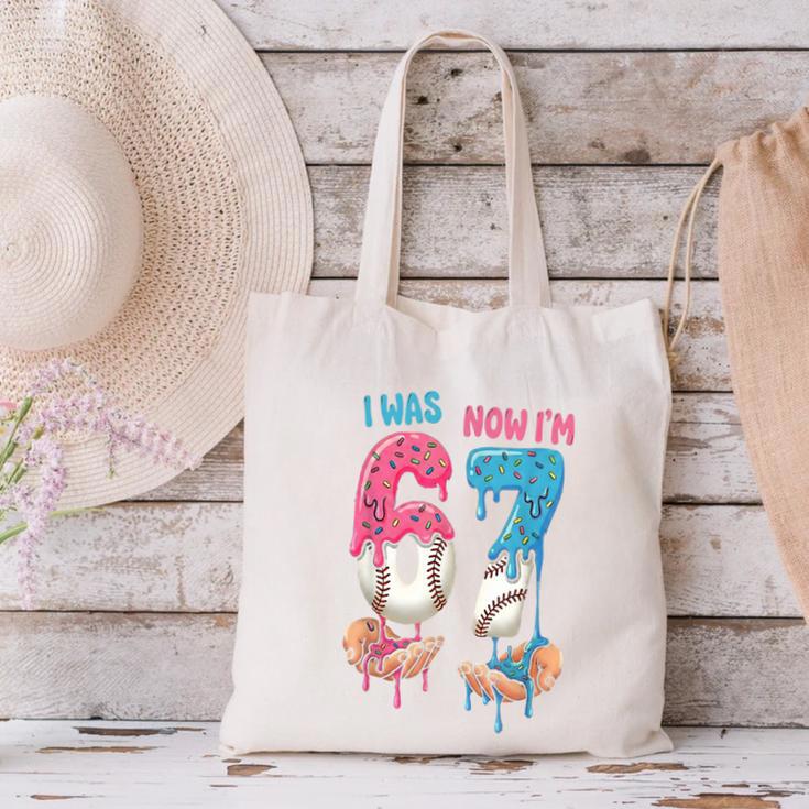 Baseball Ice Cream I Was 6 Now I'm 7 67 Birthday Boy Canvas Tote Bag Baseball Ice Cream I Was 6 Now I'm 7 67 Birthday Boy Canvas Tote Bag