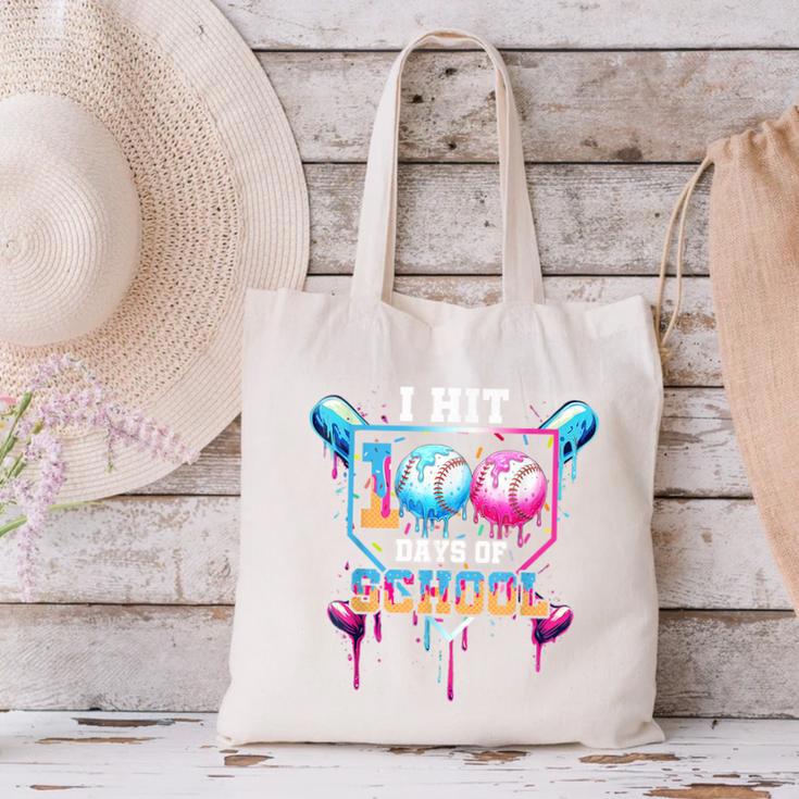 Baseball Ice Cream Drip I Hit 100 Days Of School Boys Kids Canvas Tote Bag Baseball Ice Cream Drip I Hit 100 Days Of School Boys Kids Canvas Tote Bag
