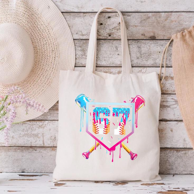 Baseball Ice Cream Drip Number 67 Player 67th Birthday Canvas Tote Bag Baseball Ice Cream Drip Number 67 Player 67th Birthday Canvas Tote Bag