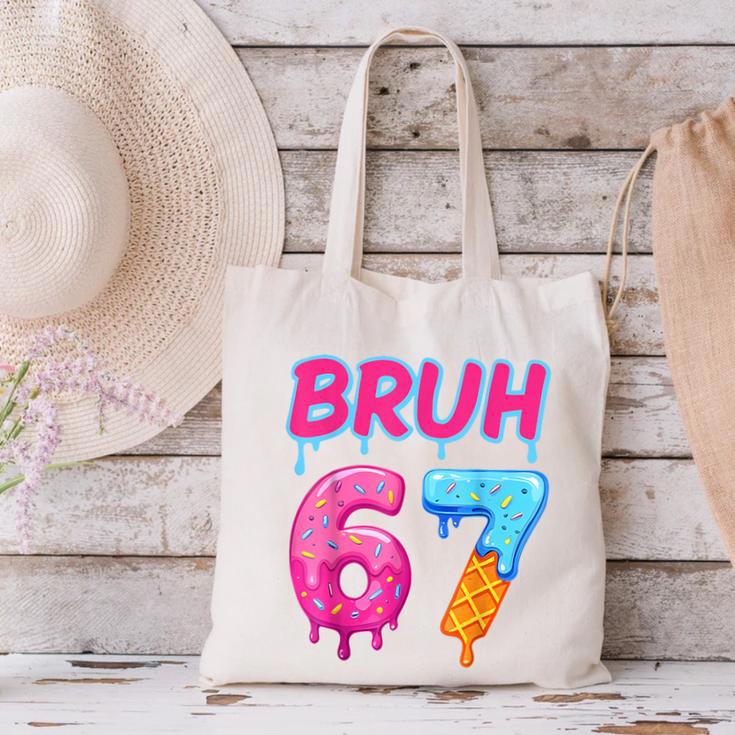 Baseball Ice Cream Drip Number 67 Player Or 67th Birthday Canvas Tote Bag Baseball Ice Cream Drip Number 67 Player Or 67th Birthday Canvas Tote Bag