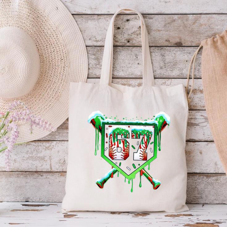 Baseball Ice Cream Drip Number 67 Six Seven Meme Christmas Canvas Tote Bag