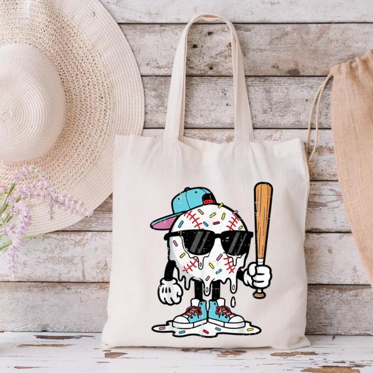 Baseball Ice Cream Drip Sports Boys Kids Youth Men Canvas Tote Bag Baseball Ice Cream Drip Sports Boys Kids Youth Men Canvas Tote Bag