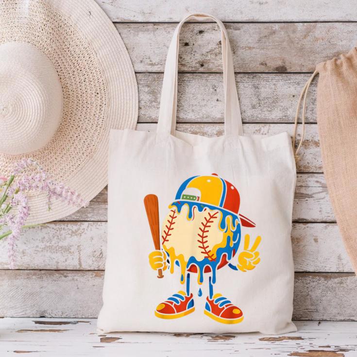 Baseball Ice Cream Drip Youth Back To School Baseball Stuff Canvas Tote Bag Baseball Ice Cream Drip Youth Back To School Baseball Stuff Canvas Tote Bag