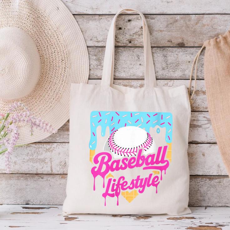 Baseball Life Lifestyle Home Plate Ice Cream Drip Men Boys Canvas Tote Bag Baseball Life Lifestyle Home Plate Ice Cream Drip Men Boys Canvas Tote Bag