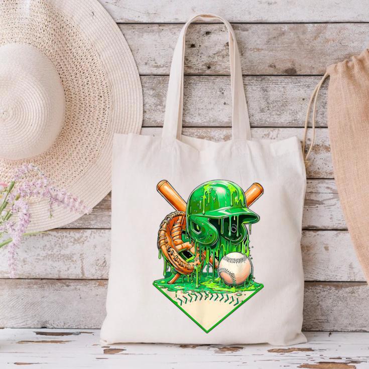 Baseball Life Style Ice Cream Drip Green Canvas Tote Bag Baseball Life Style Ice Cream Drip Green Canvas Tote Bag