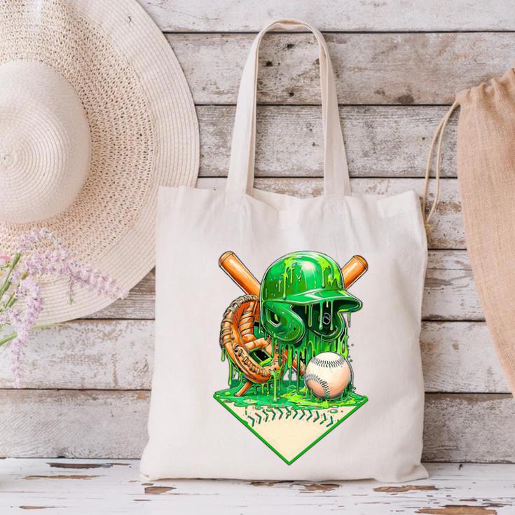 Baseball Life Style Ice Cream Drip Green Premium Tri-Blend Canvas Tote Bag