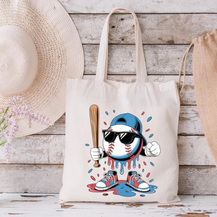Baseball Lifestyle Apparel Youth Baseball Ice Cream Drip Canvas Tote Bag