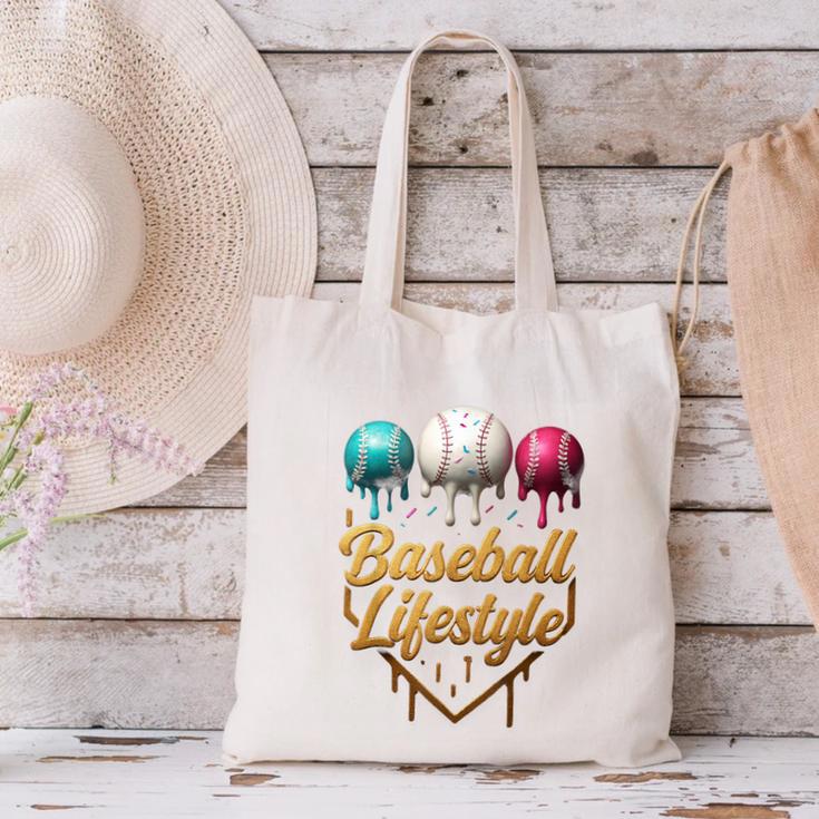 Baseball Lifestyle Drip Canvas Tote Bag