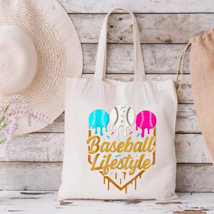 Baseball Lifestyle Baseball Drip Icecream Canvas Tote Bag Baseball Lifestyle Baseball Drip Icecream Canvas Tote Bag