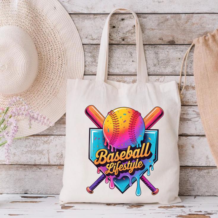 Baseball Lifestyle Drip Icecream Canvas Tote Bag Baseball Lifestyle Drip Icecream Canvas Tote Bag