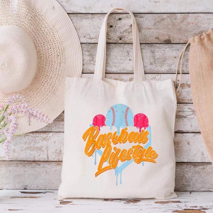 Baseball Lifestyle Home Plate Ice Cream Drip Men Boys Kids Canvas Tote Bag