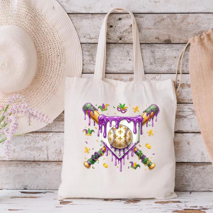 Baseball Mardi Gras Carnival Party Mask Ice Cream Drip Boys Canvas Tote Bag