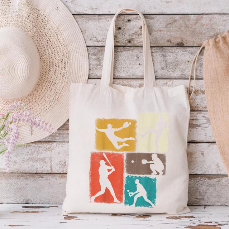Baseball Player Collage Men Kids Coach Youth Boys Canvas Tote Bag