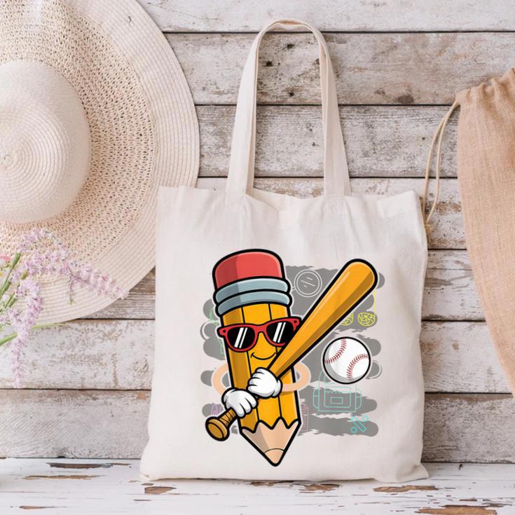 Baseball Player Pencil Back To School Cute Sport Students Canvas Tote Bag Baseball Player Pencil Back To School Cute Sport Students Canvas Tote Bag