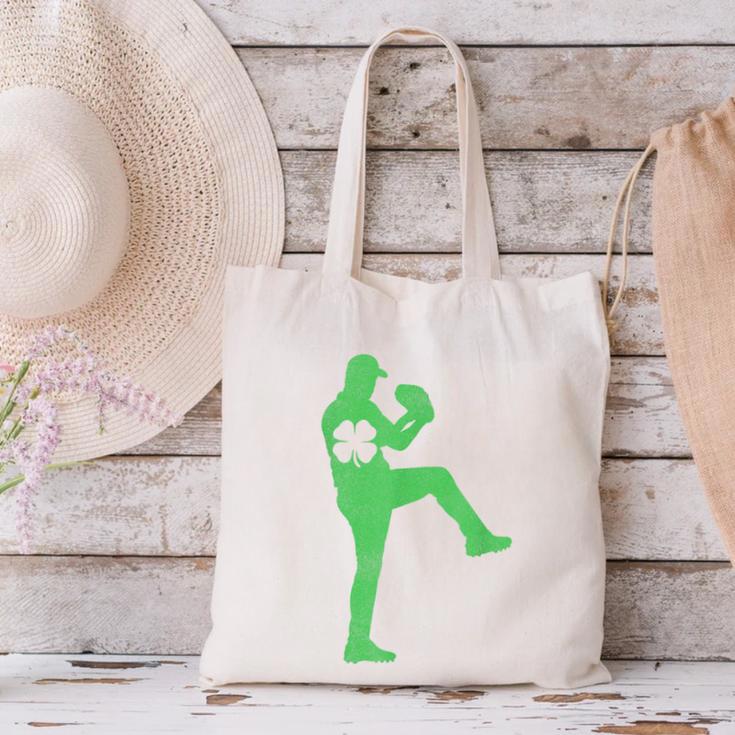 Baseball Shamrock St Patrick's Day Saint Paddy's Canvas Tote Bag Baseball Shamrock St Patrick's Day Saint Paddy's Canvas Tote Bag