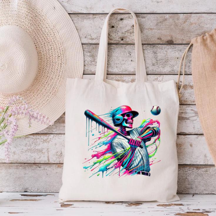 Baseball Skeleton Ice Cream Drip Baseball Boys Youth Canvas Tote Bag Baseball Skeleton Ice Cream Drip Baseball Boys Youth Canvas Tote Bag
