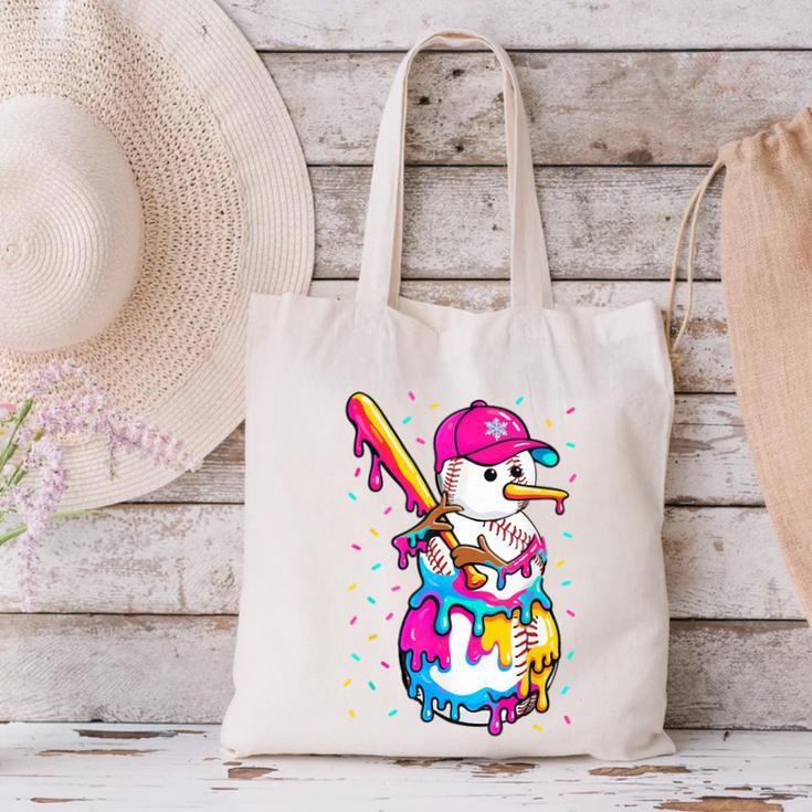 Baseball Snowman Drip Christmas Baseball Boys Men Kids Canvas Tote Bag Baseball Snowman Drip Christmas Baseball Boys Men Kids Canvas Tote Bag